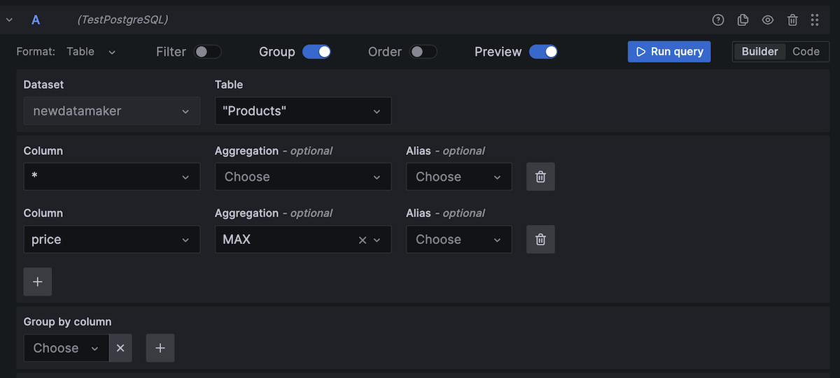 PostgreSQL query builder PostgreSQL query builder
